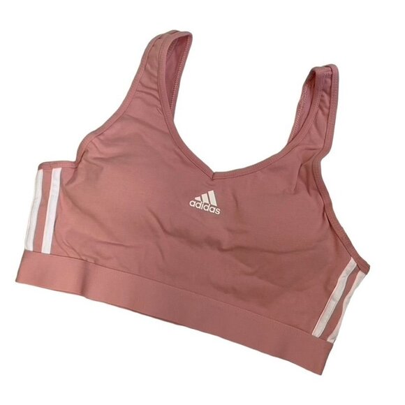 ADIDAS ESSENTIALS 3-STRIPES CROP TOP SZ MED Wonder Mauve / White - Picture 2 of 11